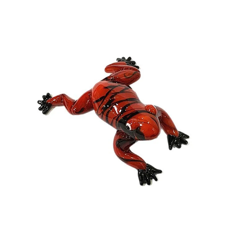 Murano Glass Frog Figurine – Cute Animal Tabletop Home Décor Gift Red and black frog figurine on a white background