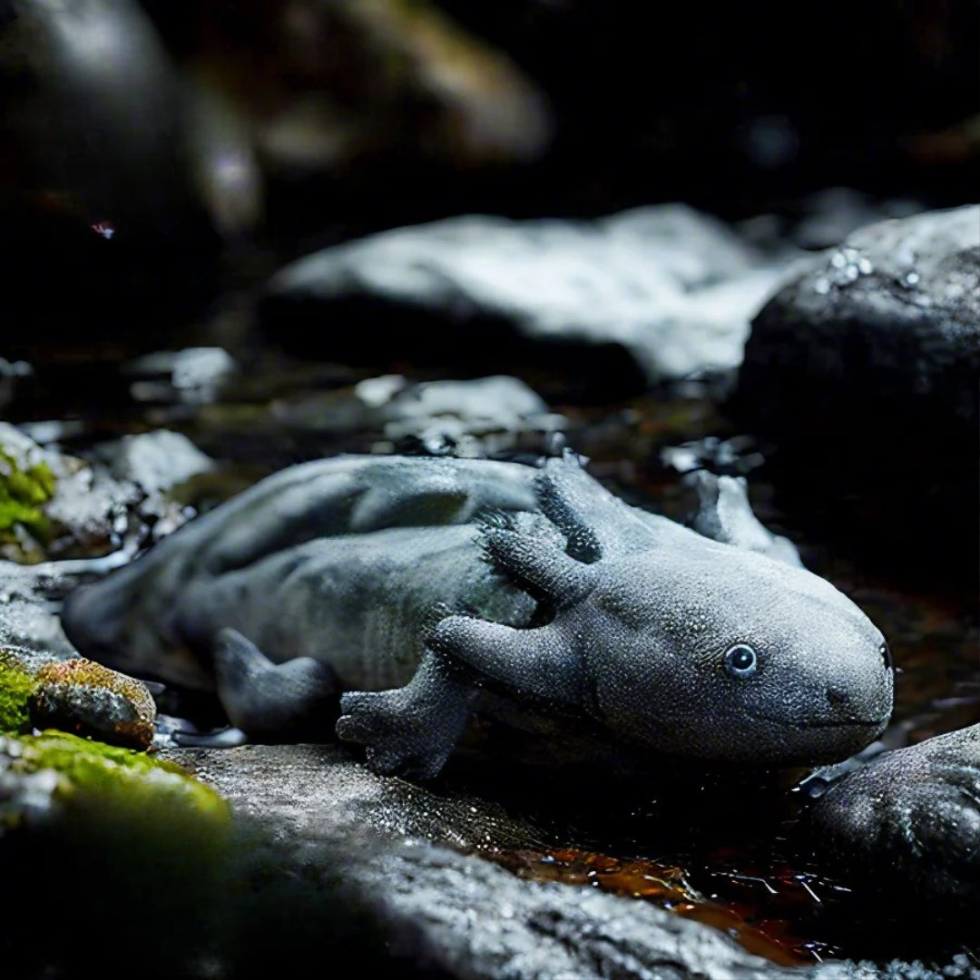 Realistic Black Axolotl Plush Toy – Lifelike Salamander Stuffed Animal Realistic Black Axolotl Plush Toy – Lifelike Salamander Stuffed Animal