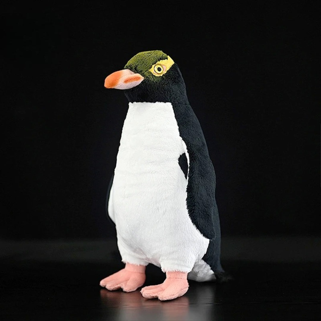 Realistic Penguin Plush Toy - Adélie Penguin Stuffed Animal Plush penguin toy on a black background