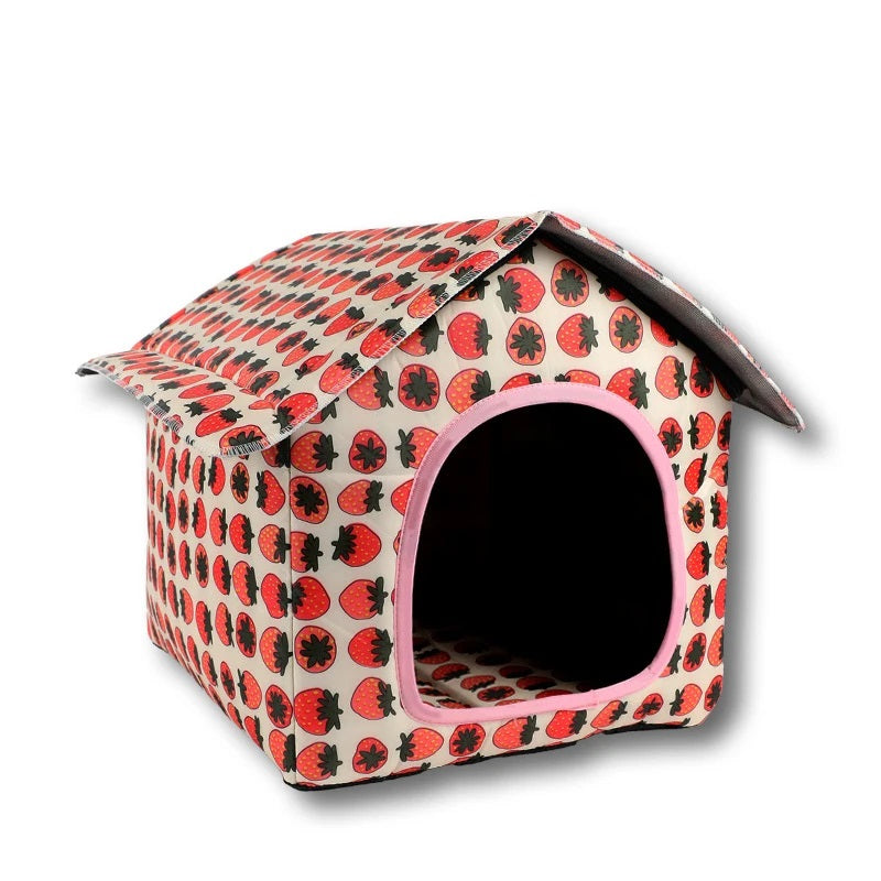 Waterproof Cat House Bed Cave Waterproof Cat House Bed Cave Furvenzy Strwberry M - 37x33x38 Cm - 7.5kg Pet