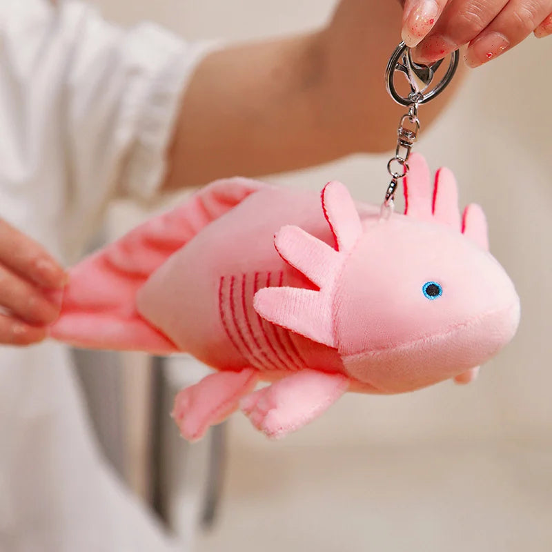 Cute Axolotl Plush Toy – Squishmallow Salamander Stuffed Animal Pink axolotl plush toy held by a person against a neutral background