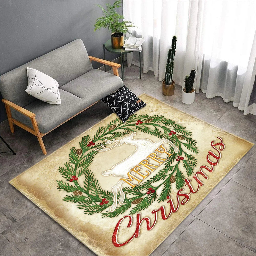 Christmas Santa Elk Living Room Carpet Christmas Santa Elk Living Room Carpet Furvenzy
