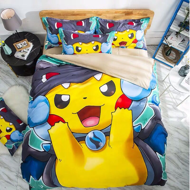 Pokemon Japanese Cartoon Quilt Bed Sheet Pokemon Japanese Cartoon Quilt Bed Sheet Furvenzy US Twin(172cmx218cm) Pokemon--2