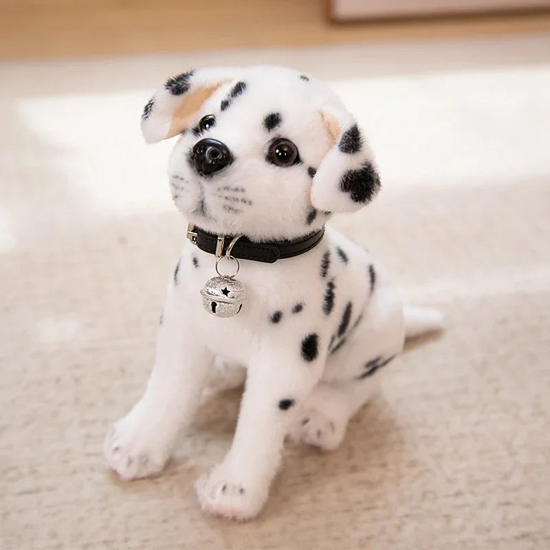 Realistic Dalmatian Beagle Plush Stuffed Toy Plush toy dog with black spots on a light-colored surface