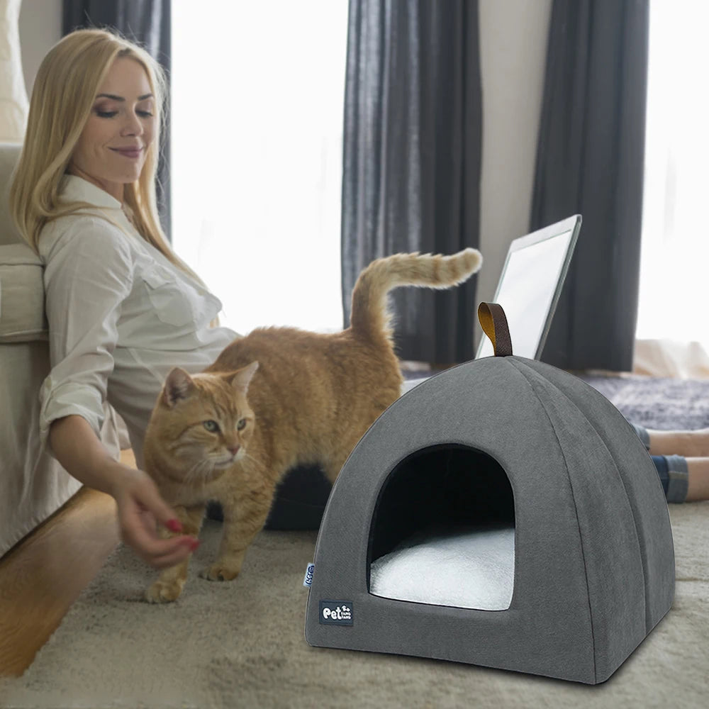 Foldable Cat Dog Bed House with Mat Foldable Cat Dog Bed House with Mat Furvenzy