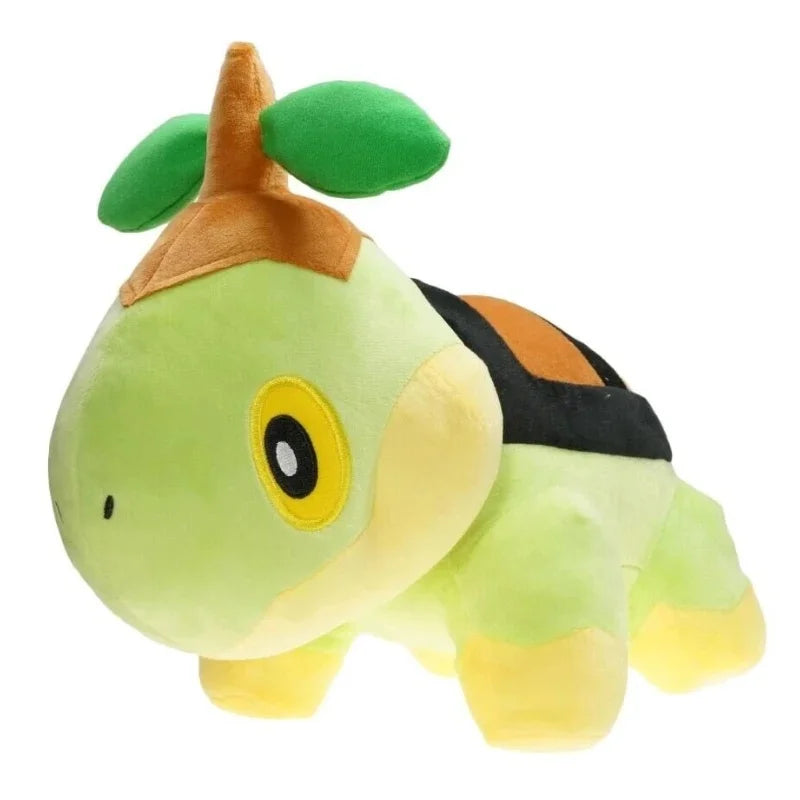 Pokemon Torterra Plush Toy – Turtwig Evolution Stuffed Doll Plush toy resembling a green turtle with a brown shell on a white background