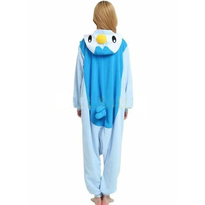 Pokemon Kigurumi Onesie – Snorlax, Gengar Anime Costumes Person wearing a blue penguin onesie on a white background