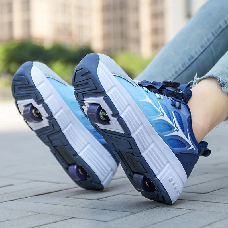 Deform Double Row Roller Skate Shoes Deform Double Row Roller Skate Shoes Furvenzy Deep Blue 2 Wheels Men's 4 (Ladies 5)