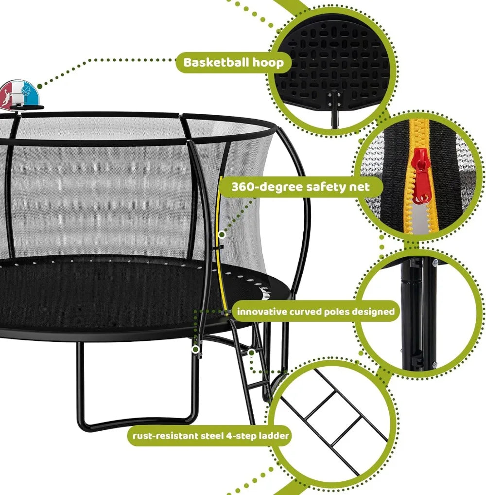 8 FT Trampoline for Kids with Basketball Hoop 8 FT Trampoline for Kids with Basketball Hoop Furvenzy