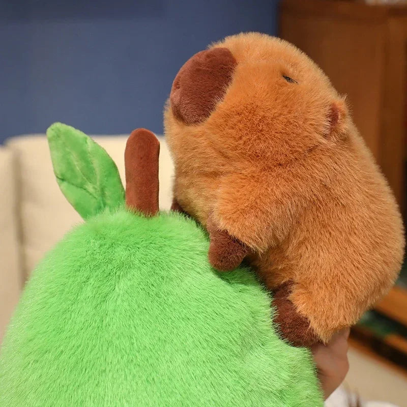 Avocado Capybara Plush Toy – Cute Soft Pillow Plush toy of a brown animal on top of a green plush toy