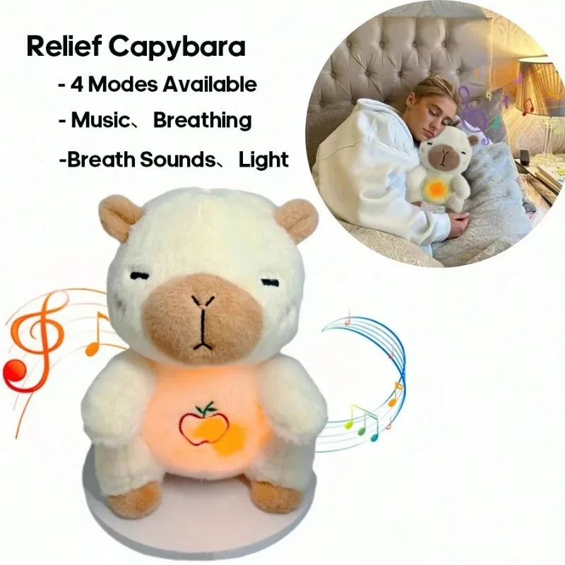 Breathing Otter & Capybara Plush with Light & Sound Relief capybara with lighting and sound features on a white background