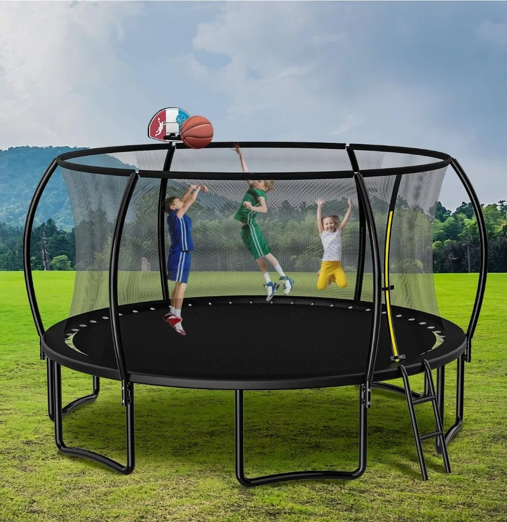 8 FT Trampoline for Kids with Basketball Hoop 8 FT Trampoline for Kids with Basketball Hoop Furvenzy