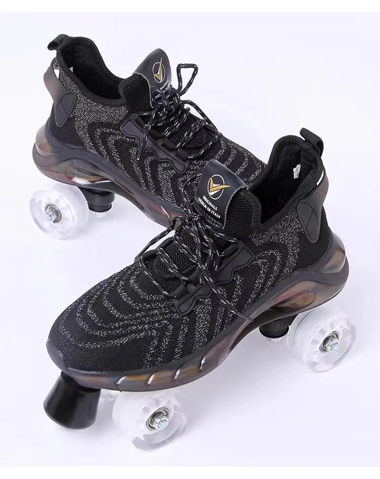 Mesh Knitted LED Roller Skates Mesh Knitted LED Roller Skates Furvenzy PU Wheel 1 Men's 6.5 (Ladies 7.5)