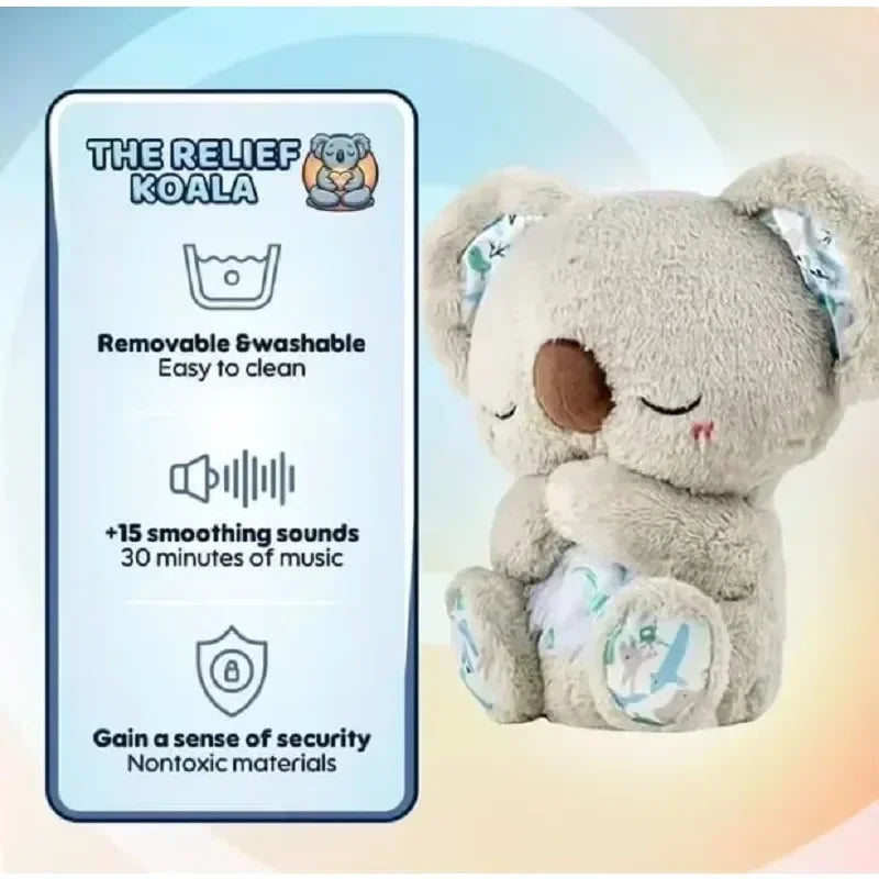 Baby Breathing Otter Plush with Light & Sound Plush koala toy on a gradient background