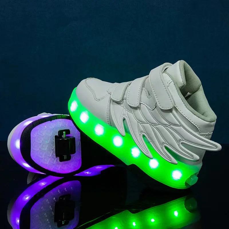 Children Roller Skates LED Sneakers Children Roller Skates LED Sneakers Furvenzy White Boy's 1.5 (Girl's 2.5)