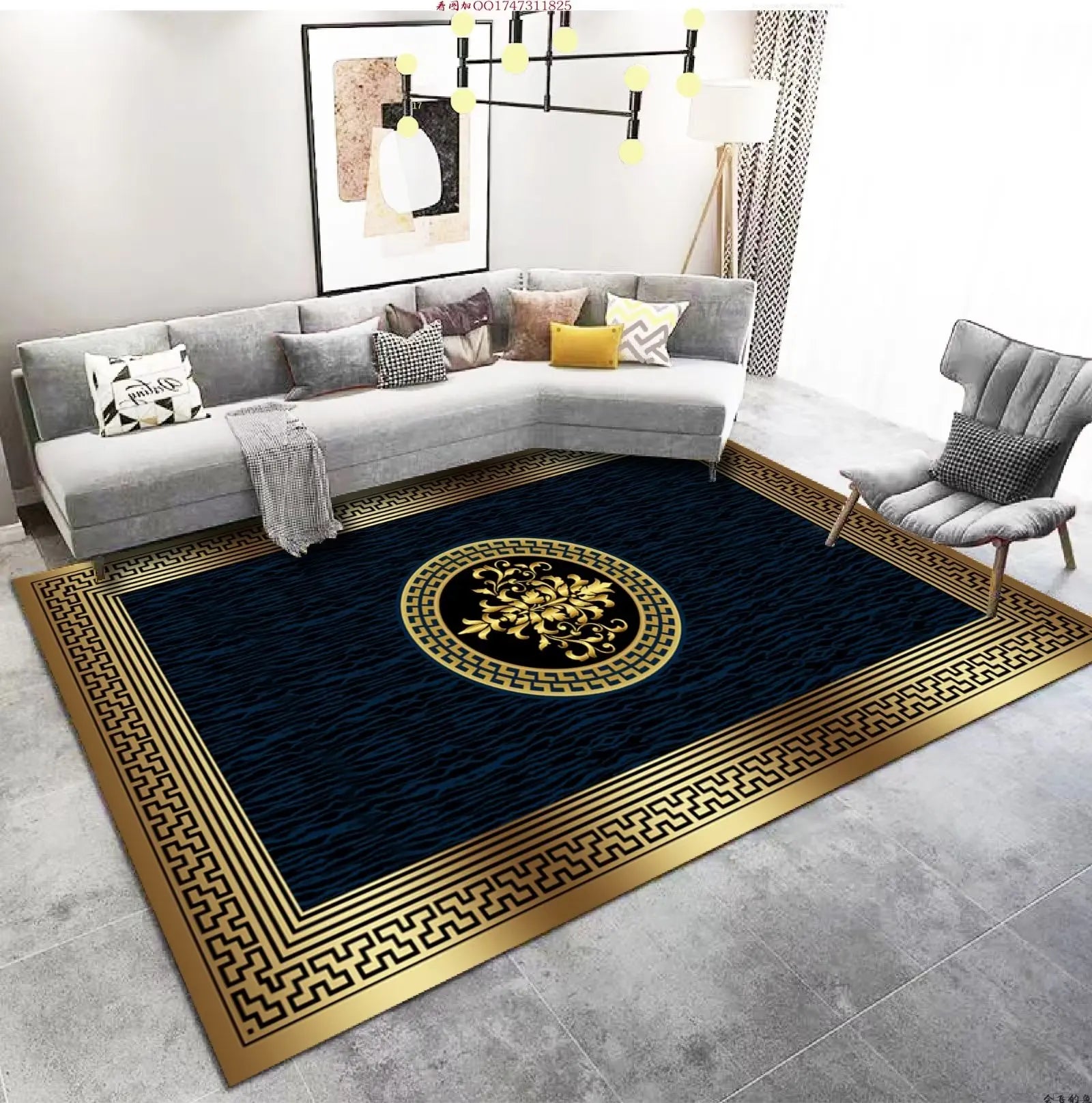 Luxury Living Room Golden Carpet Luxury Living Room Golden Carpet Furvenzy 2 80x160cm 31.5x63in