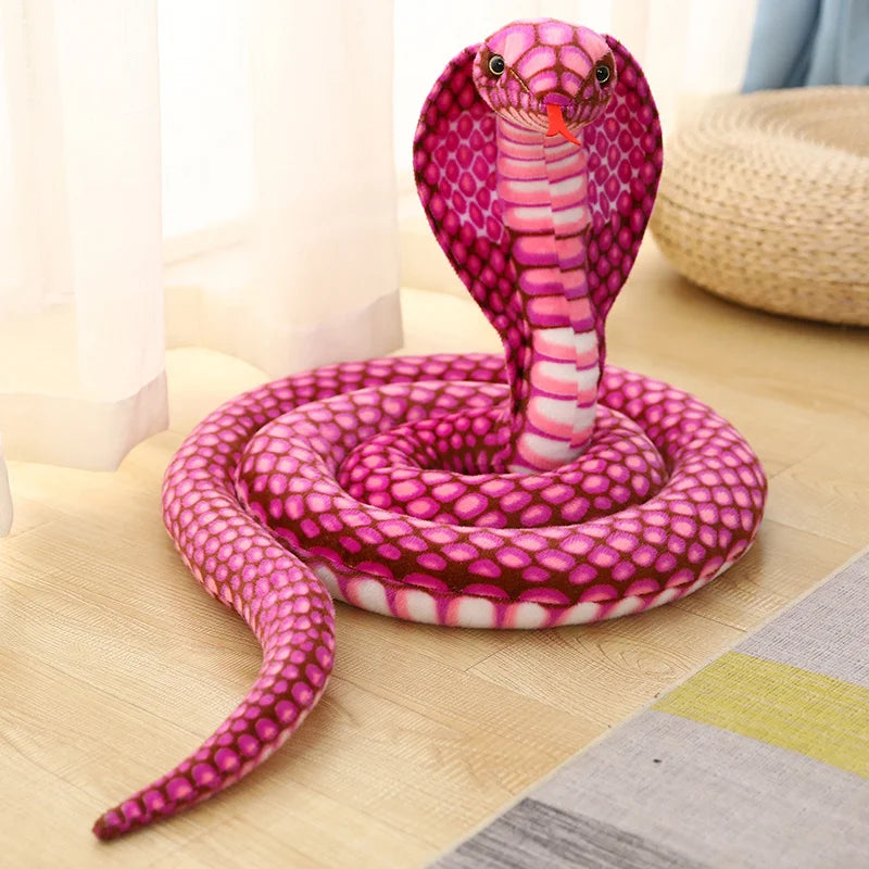 Realistic Cobra Snake Plush Toy Realistic Cobra Snake Plush Toy Furvenzy Pink Cobra 80cm