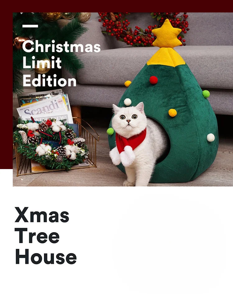 Christmas Cat Dog Pet Bed Cave Christmas Cat Dog Pet Bed Cave Furvenzy