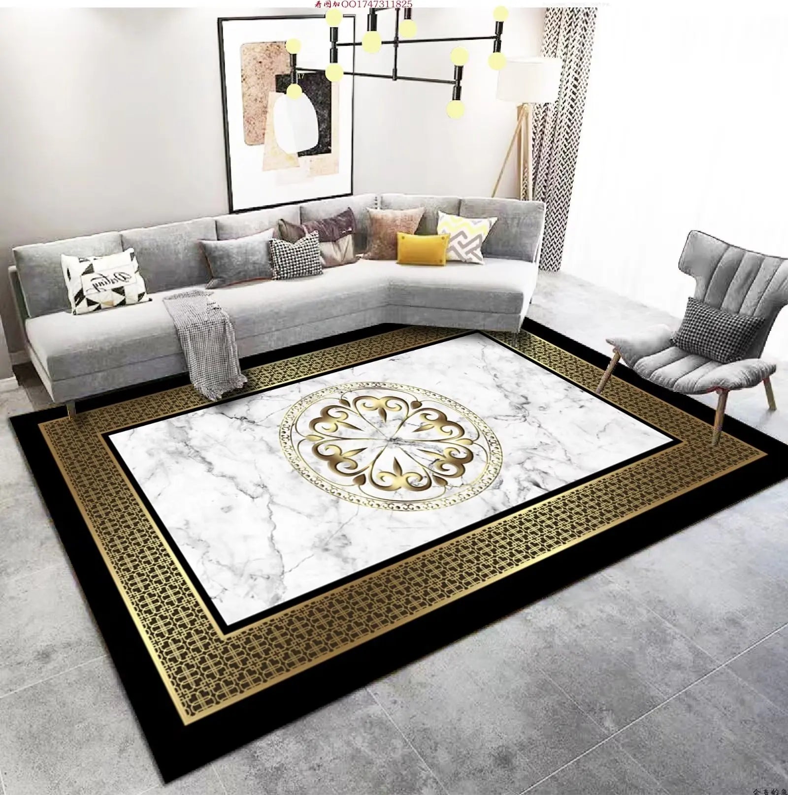 Luxury Living Room Golden Carpet Luxury Living Room Golden Carpet Furvenzy