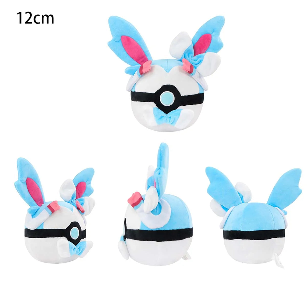 Pokemon Plush Toy – Arceus, Greninja, Haunter, Yveltal & Terapagos Small plush toy with blue and pink ears and a black circle on a white background.