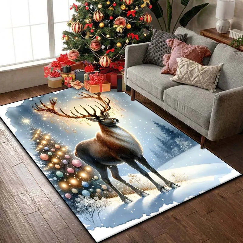 Christmas Reindeer Bedroom Rug Carpet Christmas Reindeer Bedroom Rug Carpet Furvenzy