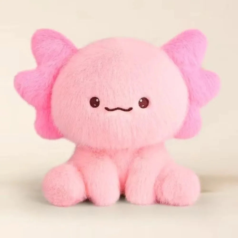 Axolotl Plush Toy – Squishmallow Salamander Stuffed Animal Pink plush toy with a cute face on a beige background
