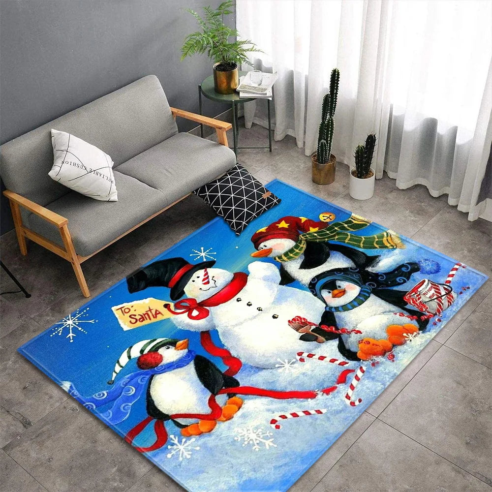Christmas Santa Elk Living Room Carpet Christmas Santa Elk Living Room Carpet Furvenzy