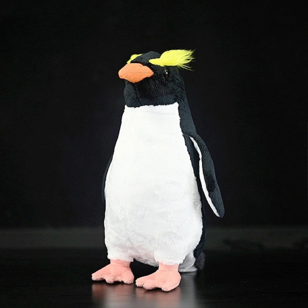 Realistic Penguin Plush Toy - Adélie Penguin Stuffed Animal Plush penguin toy on a black background