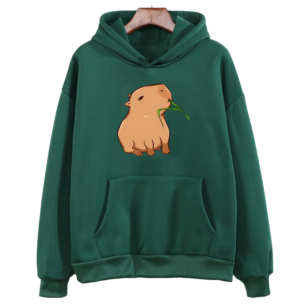Capybara Hoodie Sweatshirt Capybara Hoodie Sweatshirt Furvenzy Dark Green XS