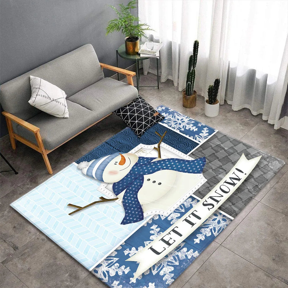 Christmas Santa Elk Living Room Carpet Christmas Santa Elk Living Room Carpet Furvenzy