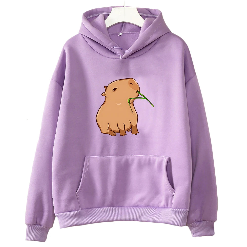 Capybara Hoodie Sweatshirt Capybara Hoodie Sweatshirt Furvenzy Light Purple XS