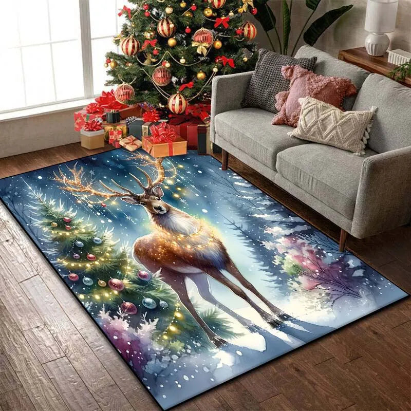Christmas Reindeer Bedroom Rug Carpet Christmas Reindeer Bedroom Rug Carpet Furvenzy