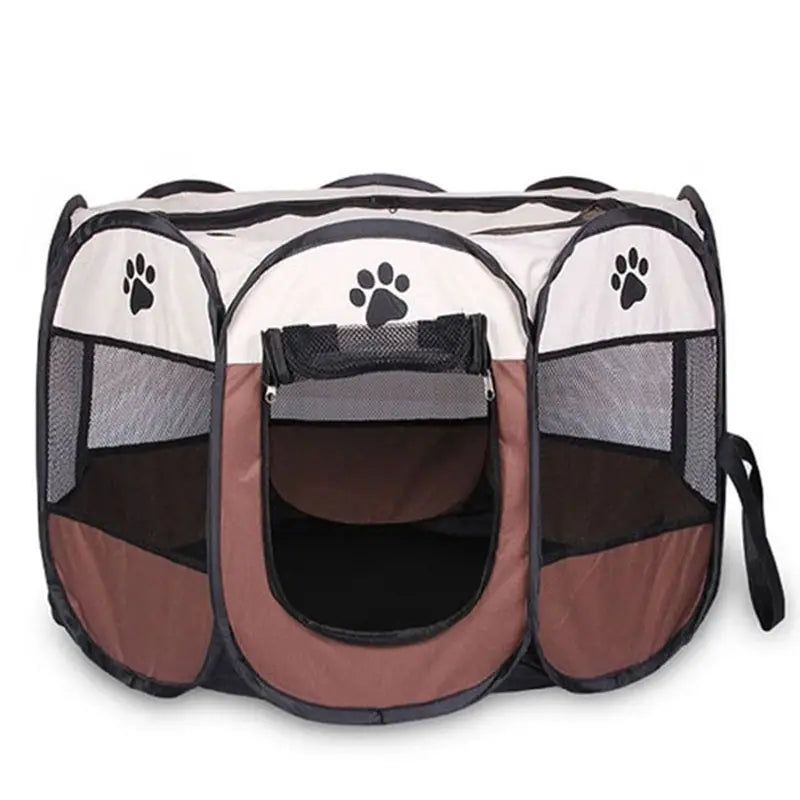 Portable Foldable Pet Tent Kennel Fence Portable Foldable Pet Tent Kennel Fence Furvenzy Brown 73x73x43cm