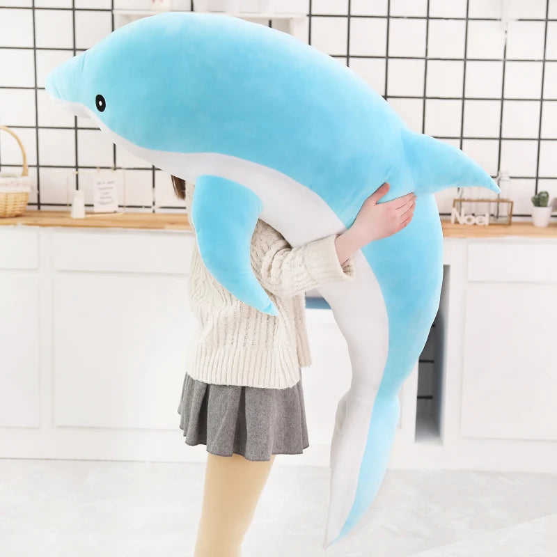 Large Dolphin Stuffed Plush Toy Large Dolphin Stuffed Plush Toy Furvenzy Blue 100cm