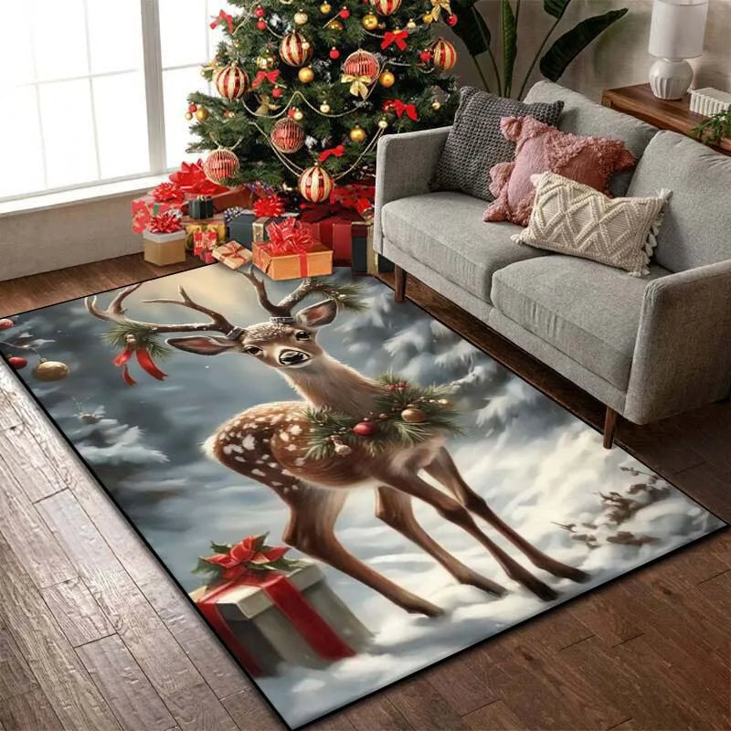 Christmas Reindeer Bedroom Rug Carpet Christmas Reindeer Bedroom Rug Carpet Furvenzy