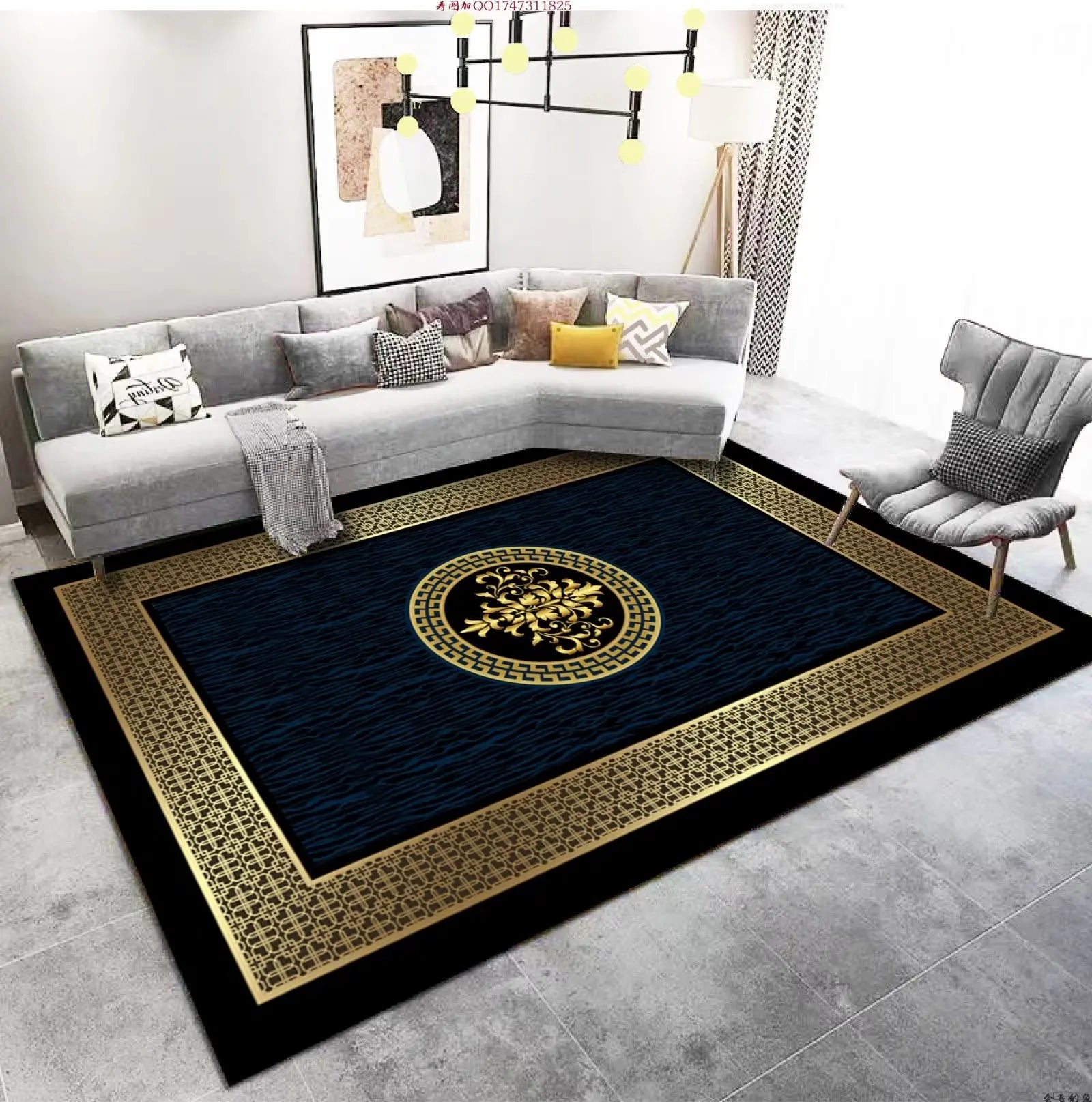 Luxury Living Room Golden Carpet Luxury Living Room Golden Carpet Furvenzy 3 80x160cm 31.5x63in