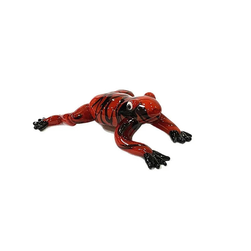 Murano Glass Frog Figurine – Cute Animal Tabletop Home Décor Gift Glass frog figurine with red and black pattern on a white background