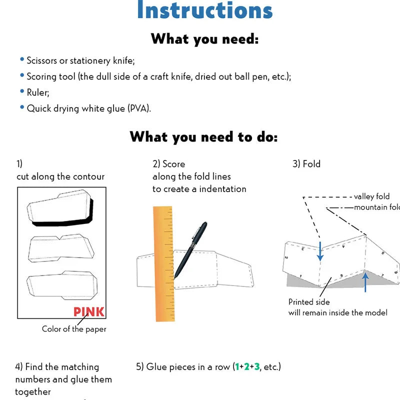 Doberman 3D Paper Model – DIY Animal Papercraft Room Decor Instructions for a craft project with diagrams and text on a white background