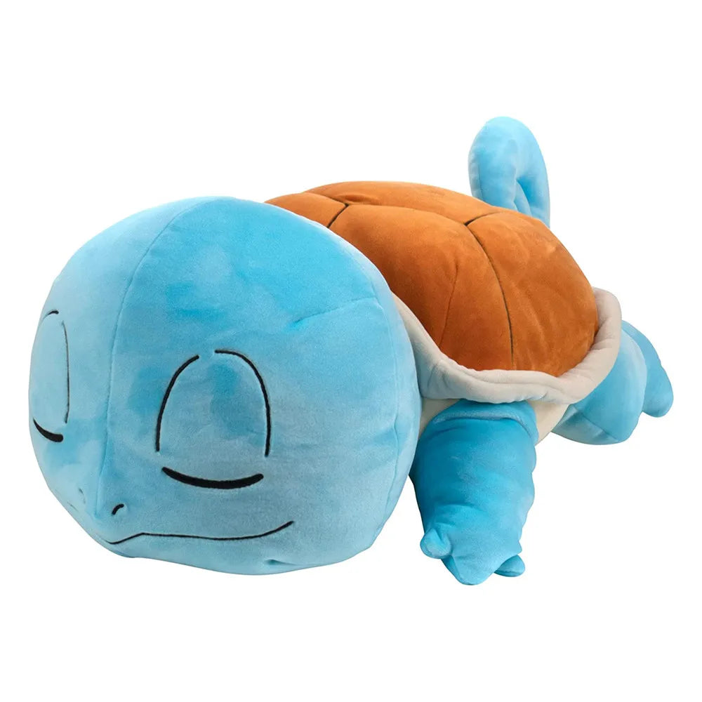 Pokemon Squirtle Sleeping Stuffed Plush Toy Plush toy of a blue and orange turtle-like creature on a white background