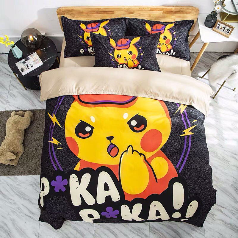 Pokemon Japanese Cartoon Quilt Bed Sheet Pokemon Japanese Cartoon Quilt Bed Sheet Furvenzy US Twin(172cmx218cm) Pokemon--3