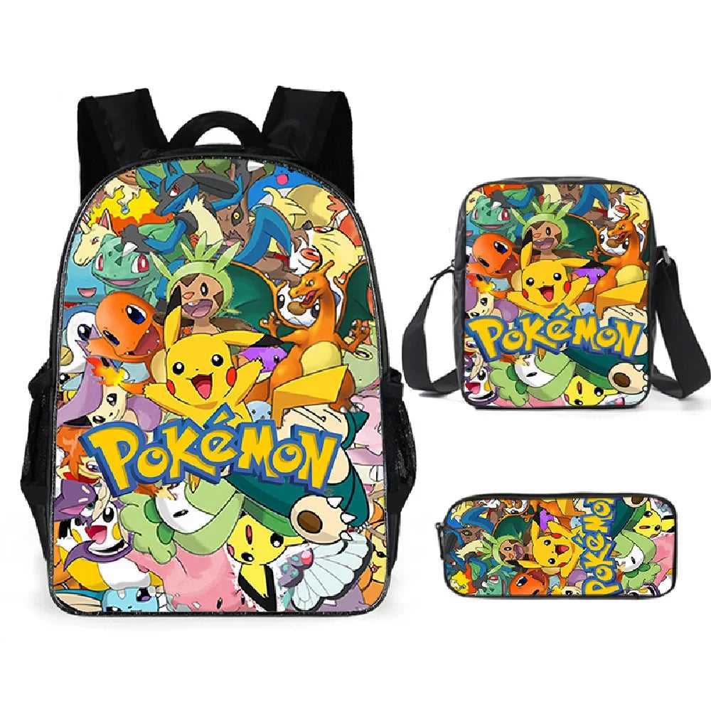 Pokémon Pikachu Backpack School Bag Pokémon Pikachu Backpack School Bag Furvenzy 3PC-A