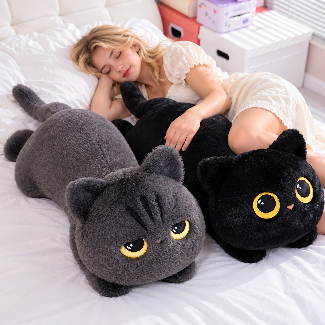 Black Cat Plush Pillow – Cute Kawaii Stuffed Animal Cushion Black Cat Plush Pillow – Cute Kawaii Stuffed Animal Cushion