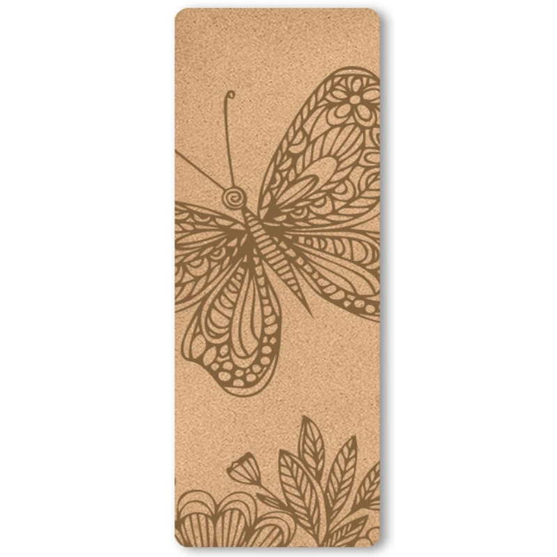 Artistic Natural Cork TPE Yoga Pilates Mat Artistic Natural Cork TPE Yoga Pilates Mat Furvenzy Butterfly