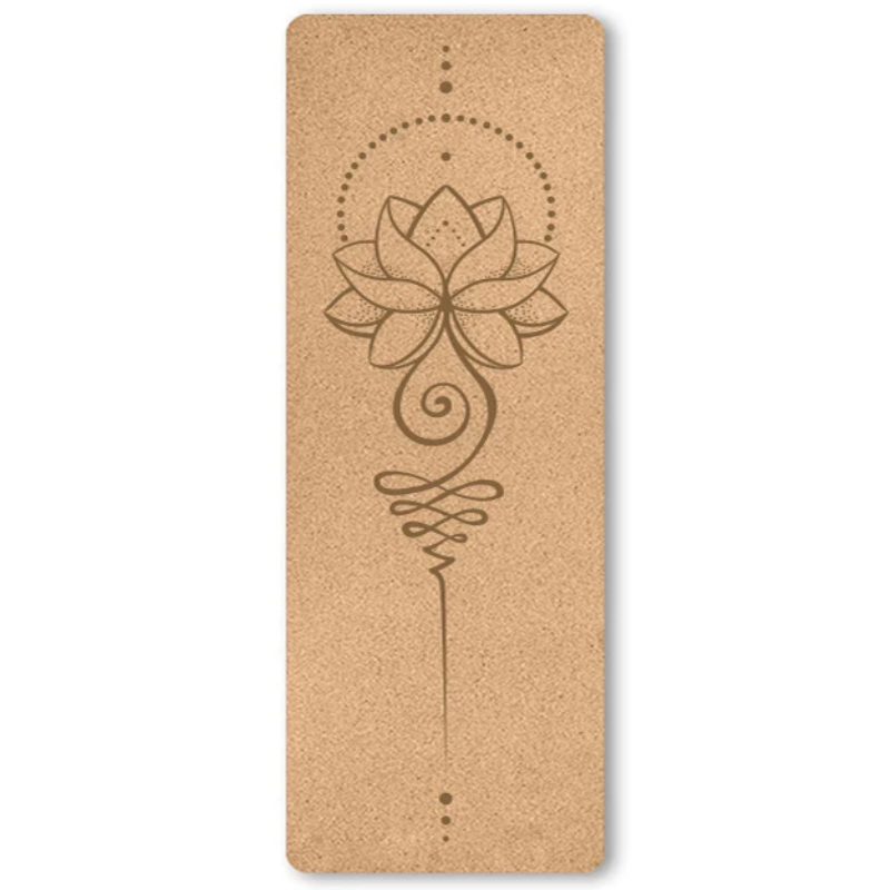 Artistic Natural Cork TPE Yoga Pilates Mat Artistic Natural Cork TPE Yoga Pilates Mat Furvenzy Lotus 2
