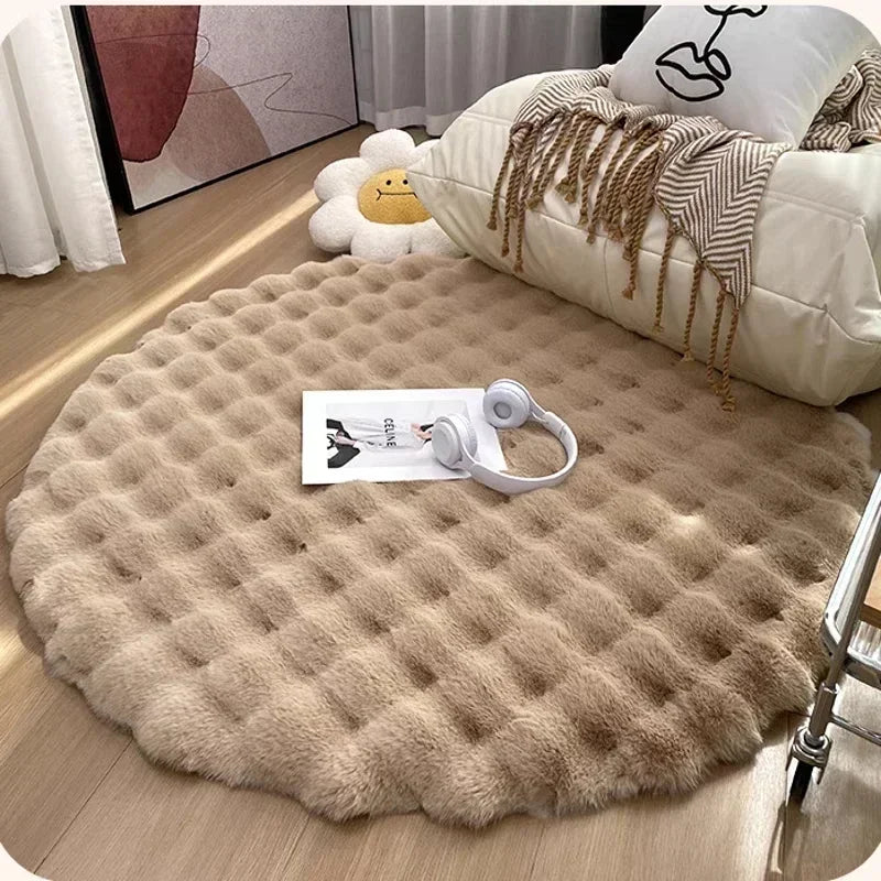 Plush Round Carpet Rugs for Living Room Plush Round Carpet Rugs for Living Room Furvenzy Khaki 30X30CM
