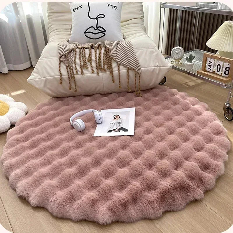 Plush Round Carpet Rugs for Living Room Plush Round Carpet Rugs for Living Room Furvenzy Pink 30X30CM