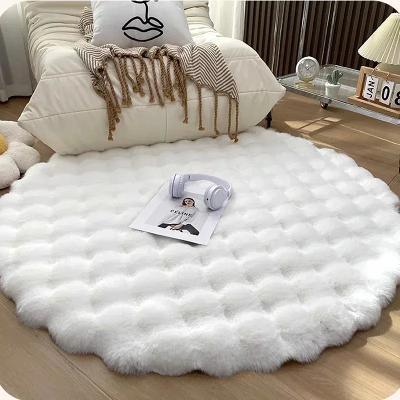 Plush Round Carpet Rugs for Living Room Plush Round Carpet Rugs for Living Room Furvenzy White 30X30CM