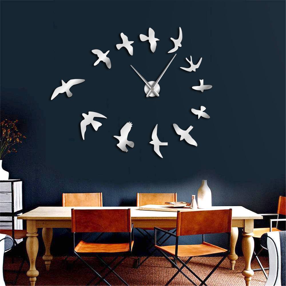Flying Birds Wall Clock Flying Birds Wall Clock Furvenzy Silver 27 Inch