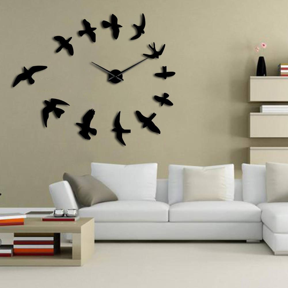 Flying Birds Wall Clock Flying Birds Wall Clock Furvenzy Black 27 Inch