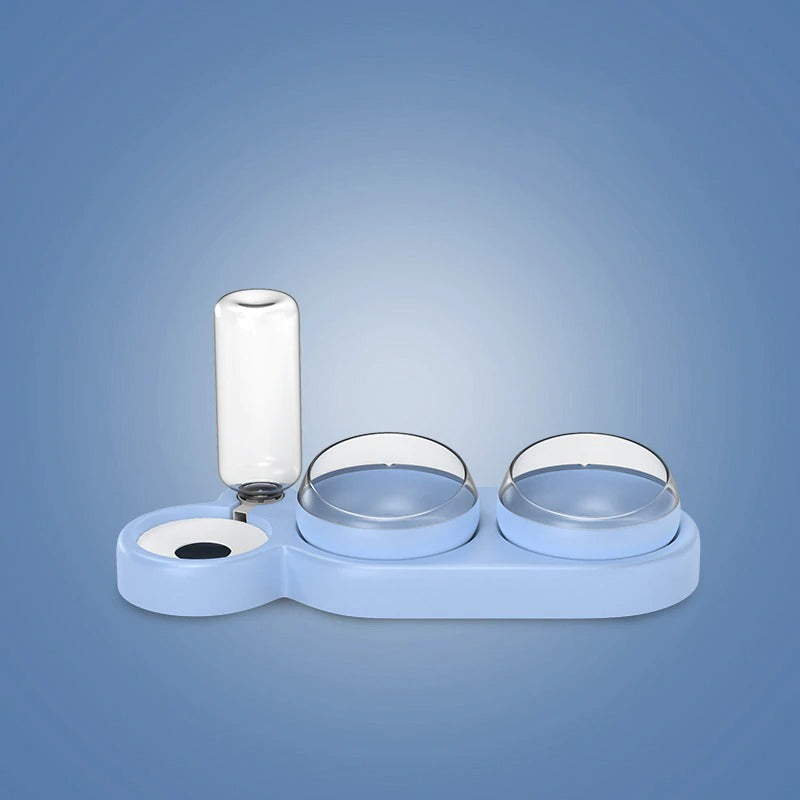 3 in 1 Elevated Cat Bowl with Water Fountain 3 in 1 Elevated Cat Bowl with Water Fountain Furvenzy Blue 500ml